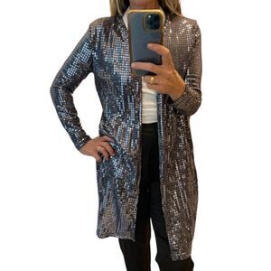 Slinky Brand Sparkly Sequins Open Front Jacket.Size XS